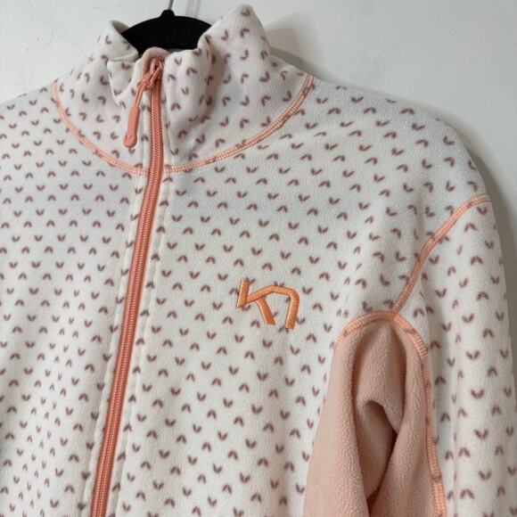 Kari Traa Women's Lus Fleece Jacket Full Zip Pattern Pink White Large - Picture 9 of 9